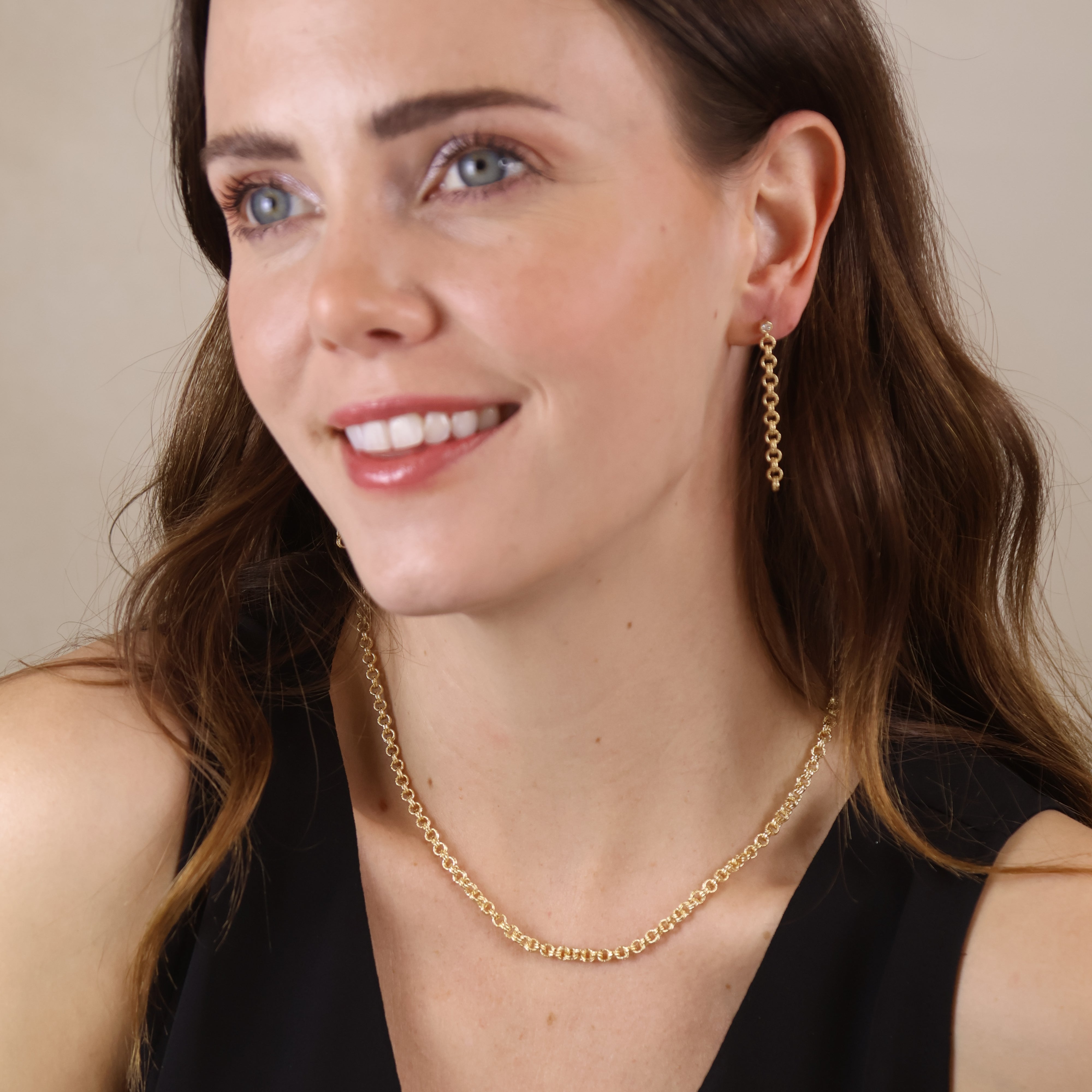 18K Gold Filled Double Rolo Chain Dangle Earrings for Women - Elegant Drop Earrings for Party, Wedding & Everyday Wear