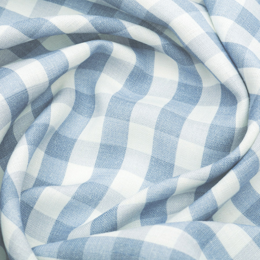 Vintage Check Linen Tablecloth - Old Blue Classic Plaid Cotton Fabric for Farmhouse Dining, Picnic & Home Decor