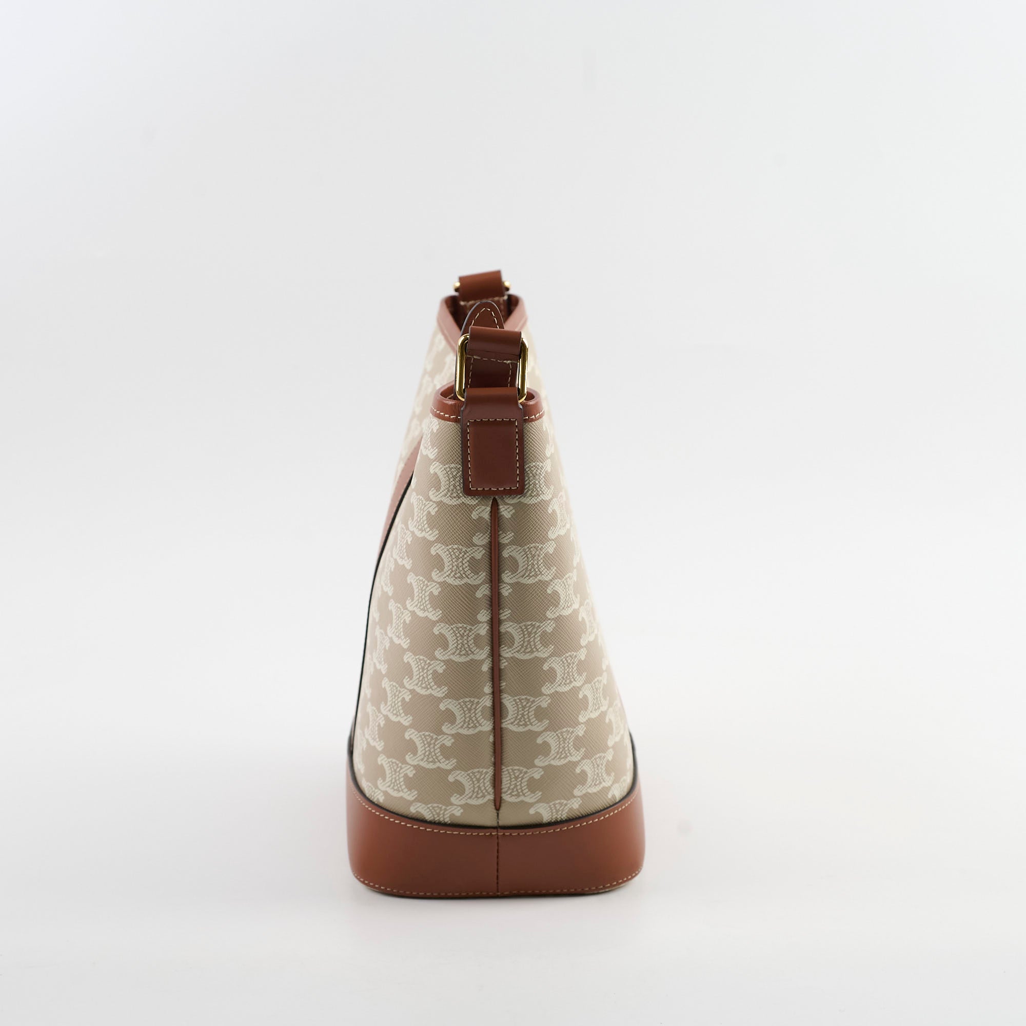Celine Small Bucket Bag in Triomphe Canvas - Tan & White Crossbody Shoulder Bag for Women | Perfect for Work, Travel & Everyday Use