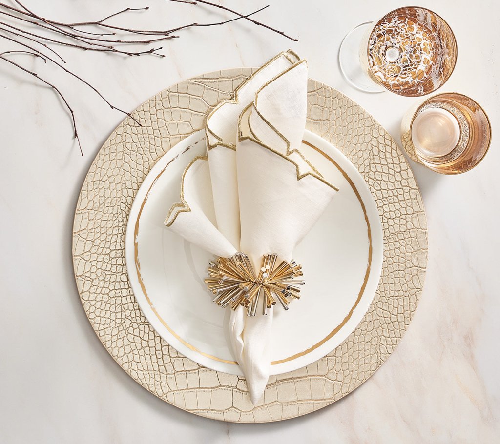 Premium Crocodile Embossed Placemats Set of 4 - Elegant Metallic Finish Table Mats for Dining, Kitchen, and Party Decor - Waterproof & Heat Resistant for Everyday Use