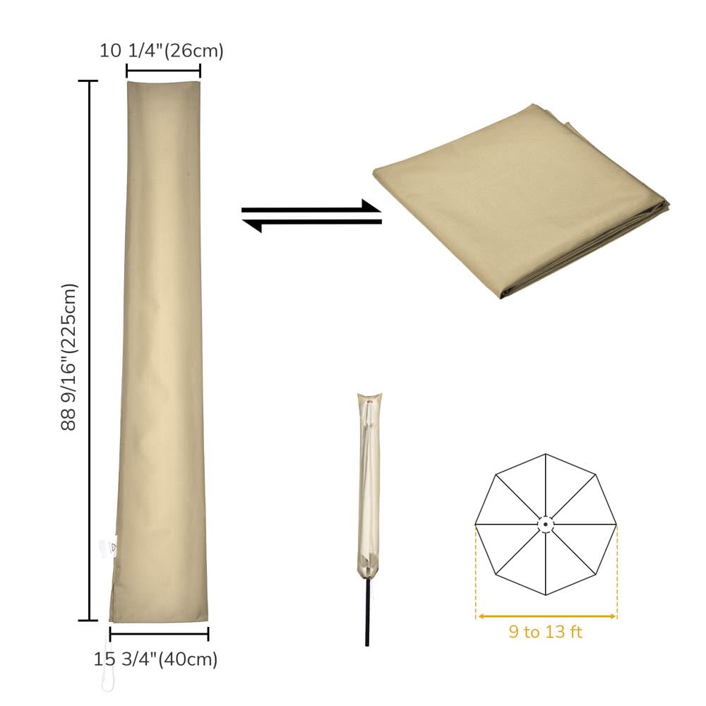 Yescom 11 Ft 3 Tier Outdoor Patio Umbrella with Crank Tilt Mechanism & Protective Cover - Perfect for Poolside, Backyard, Garden, and Beach Shade