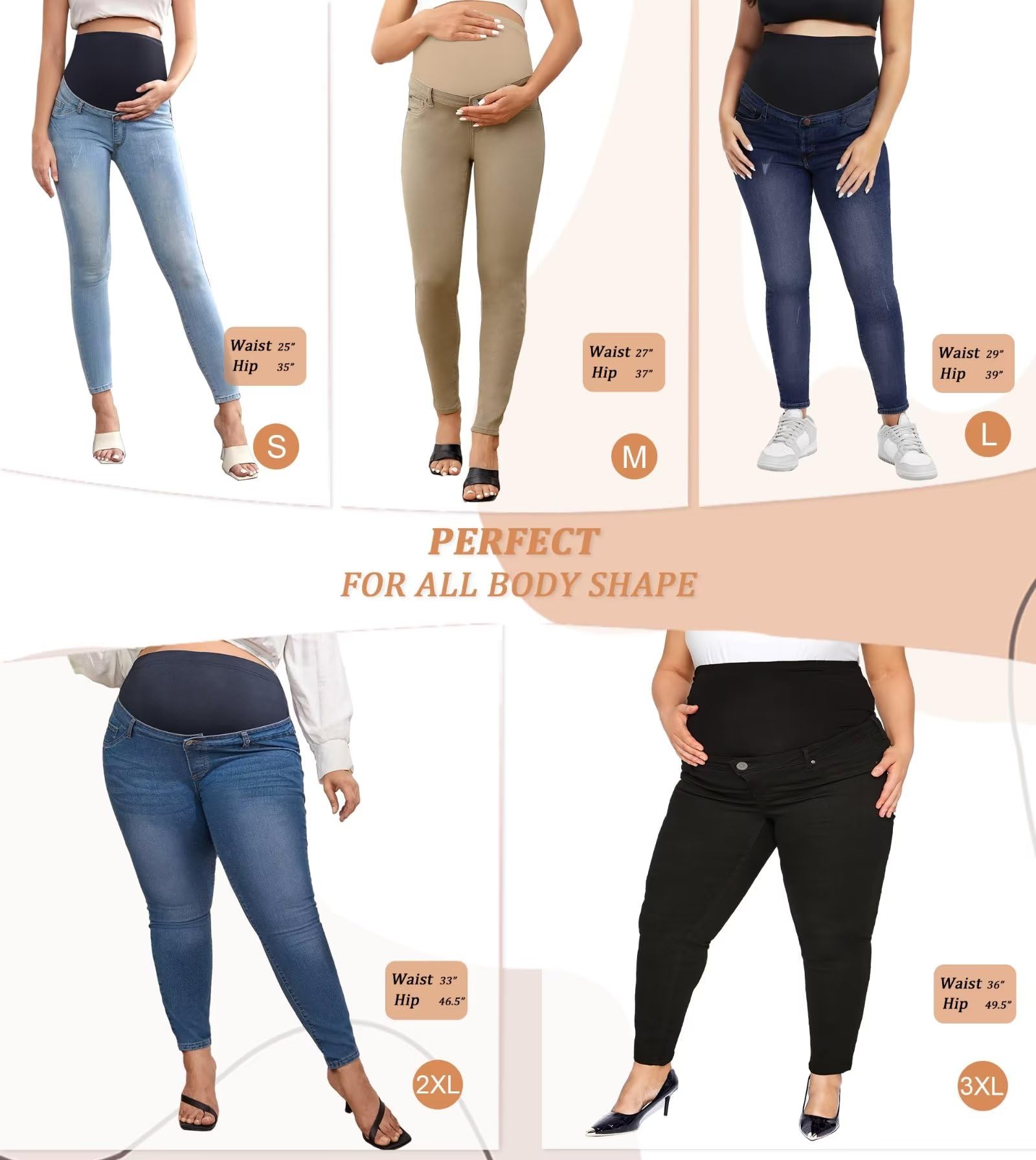 Stylish & Comfortable Women's Super Stretchy Maternity Jeans - Hybrid & Company - Perfect for Pregnancy, Postpartum & Everyday Wear