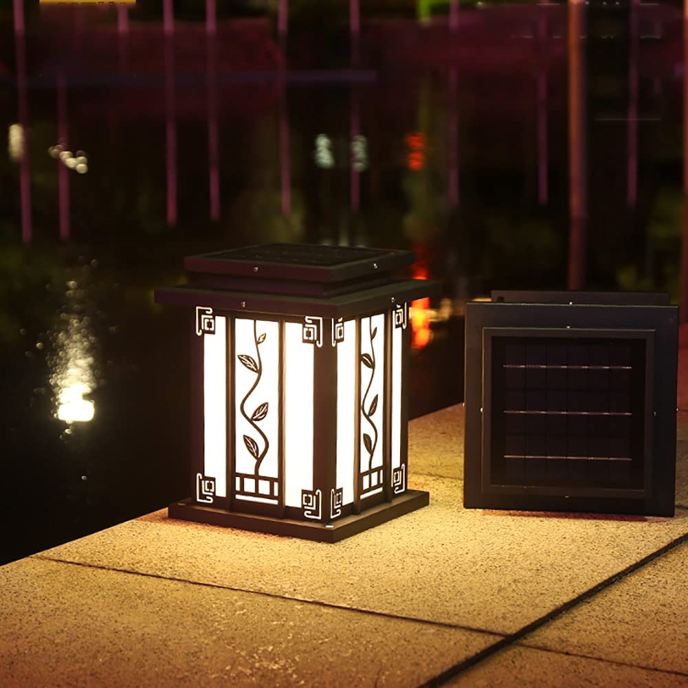 Solar Post Cap Lights Outdoor - IP65 Waterproof LED Deck Post Lighting, Warm White Modern Garden Lamp for Patio, Fence, Villa Gate Pillar - Perfect for Landscape, Pathway & Driveway Lighting