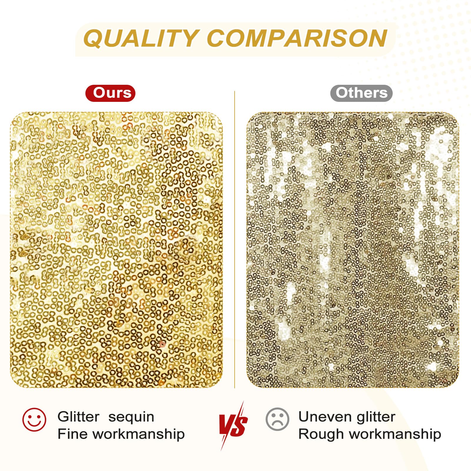 Sparkly Gold Sequin Backdrop 6x8ft for Wedding & Party Decor