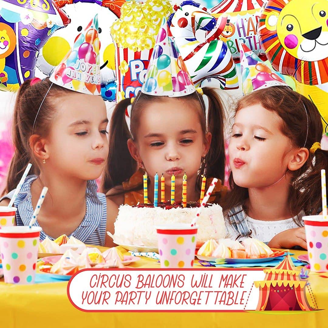6 PCS Carnival Foil Balloons - Animal Theme Party Decorations for Circus Birthday, Festival & Bouquet Decor | Perfect for Kids Birthday Parties, Baby Showers & Carnival Themed Events