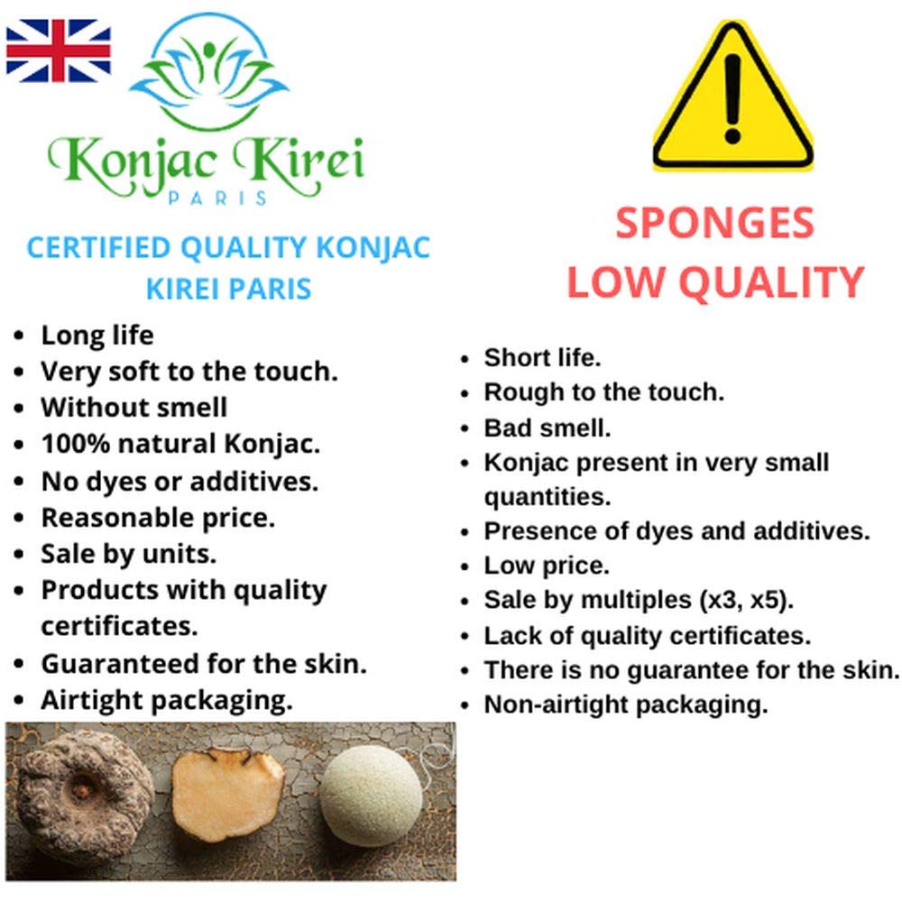 KONJAC KIREI PARIS MERVEILLE DE LA NATURE Pink Clay Sponge - Natural Exfoliating Facial Cleanser for Glowing Skin | Perfect for Daily Skincare Routine & Gentle Makeup Removal