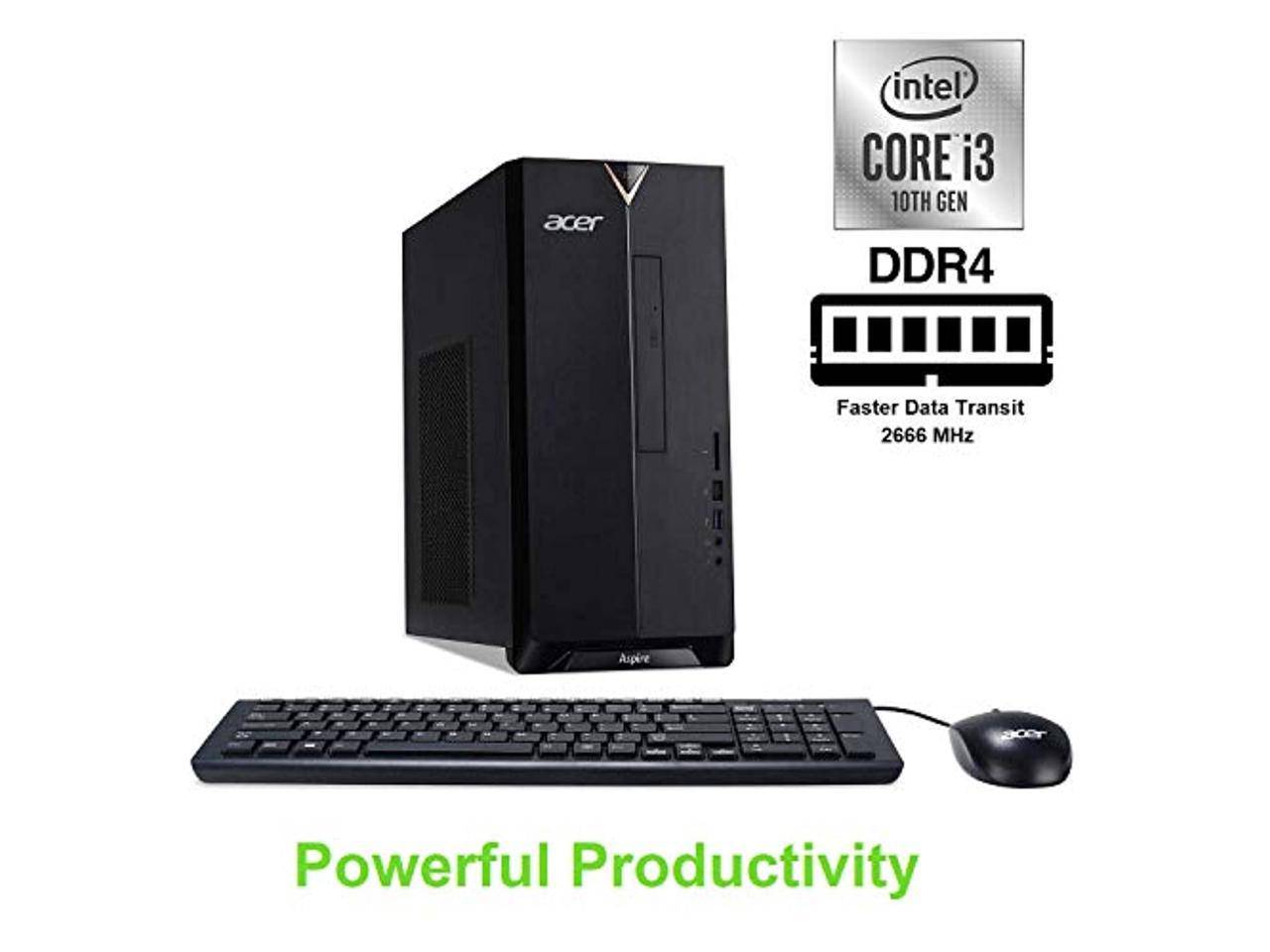Acer Aspire TC 895 UA91 Desktop Computer - Intel Core i3-10100 3.6GHz, 8GB RAM, 512GB NVMe SSD, DVD RW, WiFi & Bluetooth, Windows 10 Home - Perfect for Home Office, Gaming & Everyday Computing