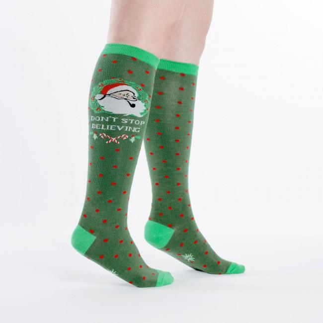 Don't Stop Believing Knee High Socks by Sock It To Me - Fun Novelty Socks for Women & Teens - Perfect for Concerts, Gifts, and 80s Theme Parties