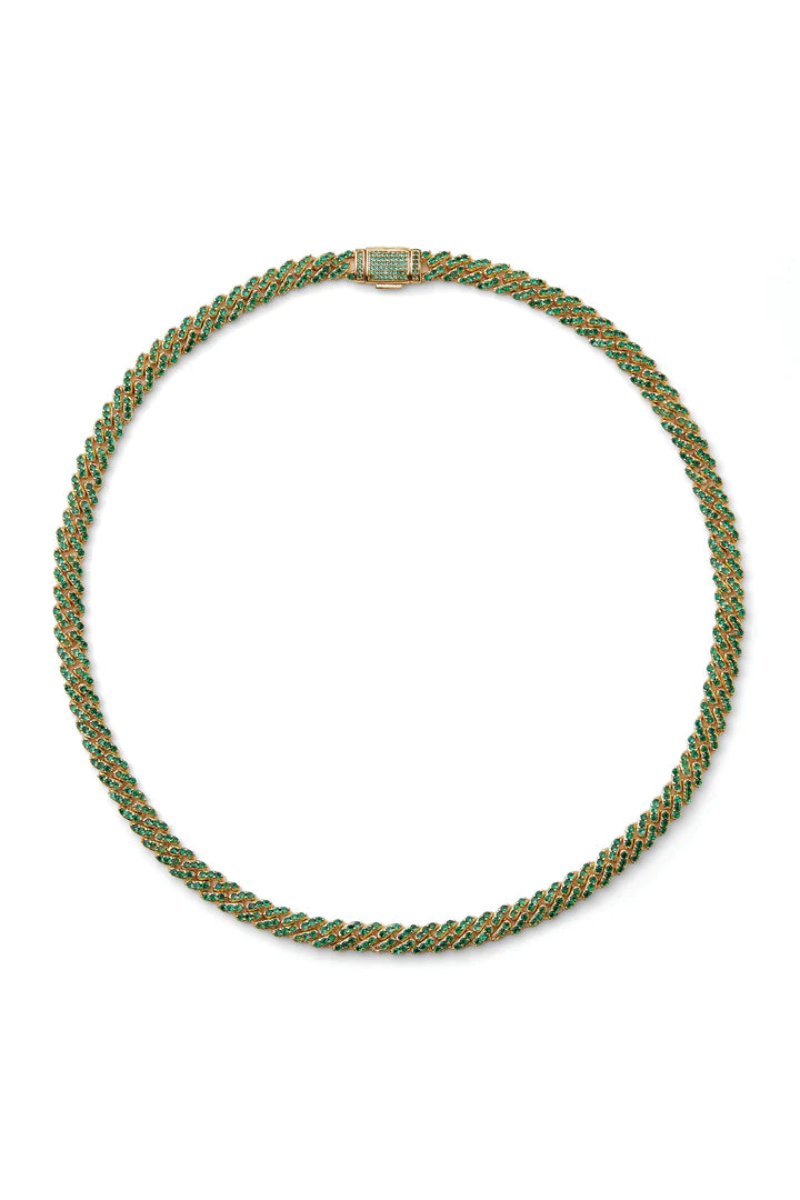 Stylish Micro Mexican Chain Necklace with Emerald Gemstone - Perfect for Boho Fashion, Layering & Everyday Jewelry
