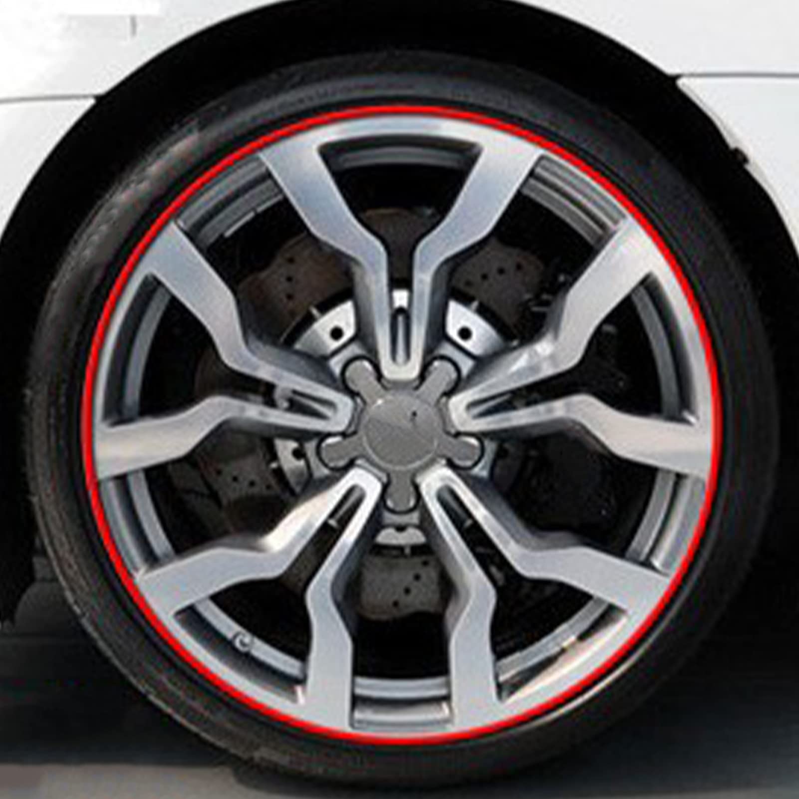 Akozon 8M Red Car Wheel Trim Strip - Hub Protector & Decorative Strip for Automobiles | Durable Wheel Edge Guard for Sedans, SUVs & Trucks (Weatherproof & Easy Installation)