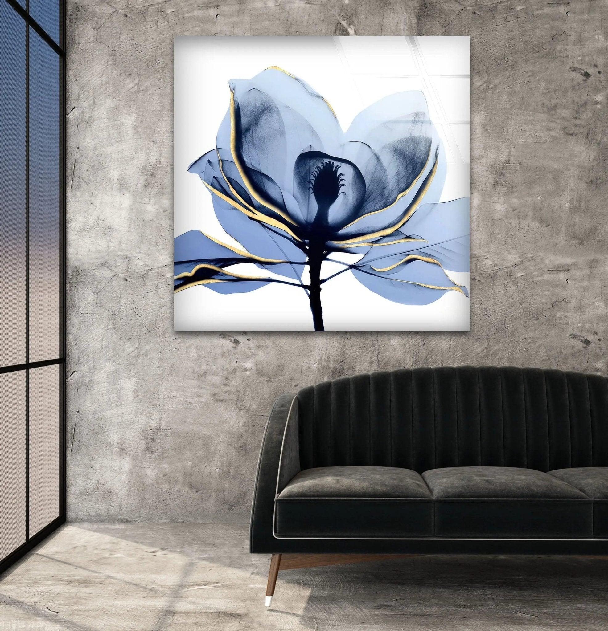 Albert Koetsier Midnight Magnolia 2-Piece Glass Wall Art Set - Elegant Floral Decor for Living Room, Bedroom & Office