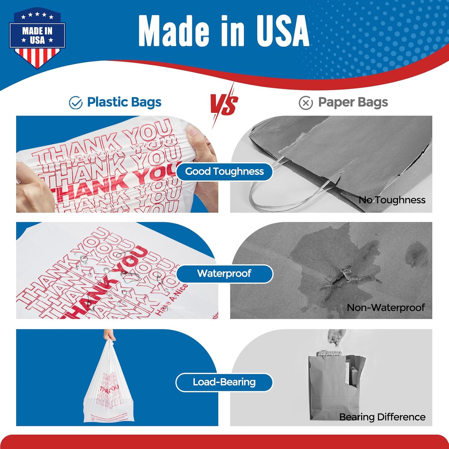 12 Pack 6.5 x 21 Inch White Plastic Thank You Bags - Perfect for Retail Stores, Gift Packaging & Party Favors
