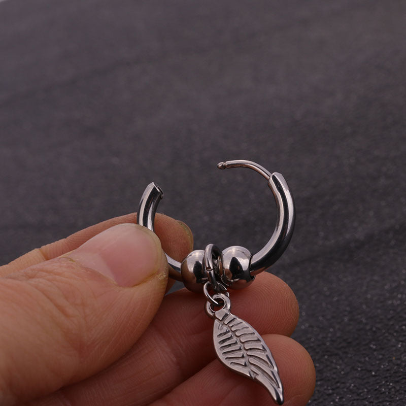 Surgical Steel Cartilage Earrings - Punk Feather Hoop Earrings for Women | HSEC1807 | Perfect for Piercings, Parties & Alternative Fashion