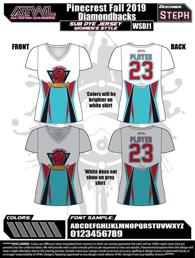 Pinecrest Fall League Women's Sublimated Dye Jersey - Breathable & Stylish Basketball Uniform for Games & Team Sports