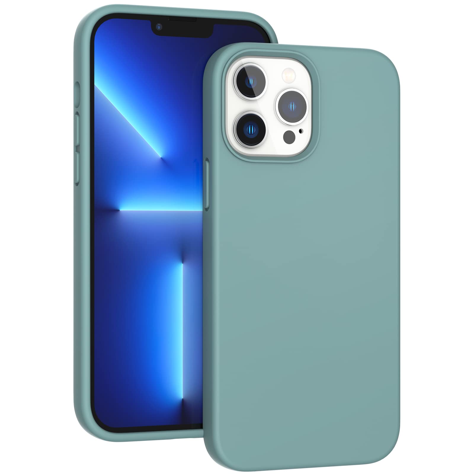 Shockproof & Anti-Scratch Slim Liquid Silicone Case for iPhone 13 Pro Max 6.7 inch (2021) - Pine Green Protective Bumper Rubber Gel Cover | Perfect for Outdoor Activities, Travel & Daily Protection