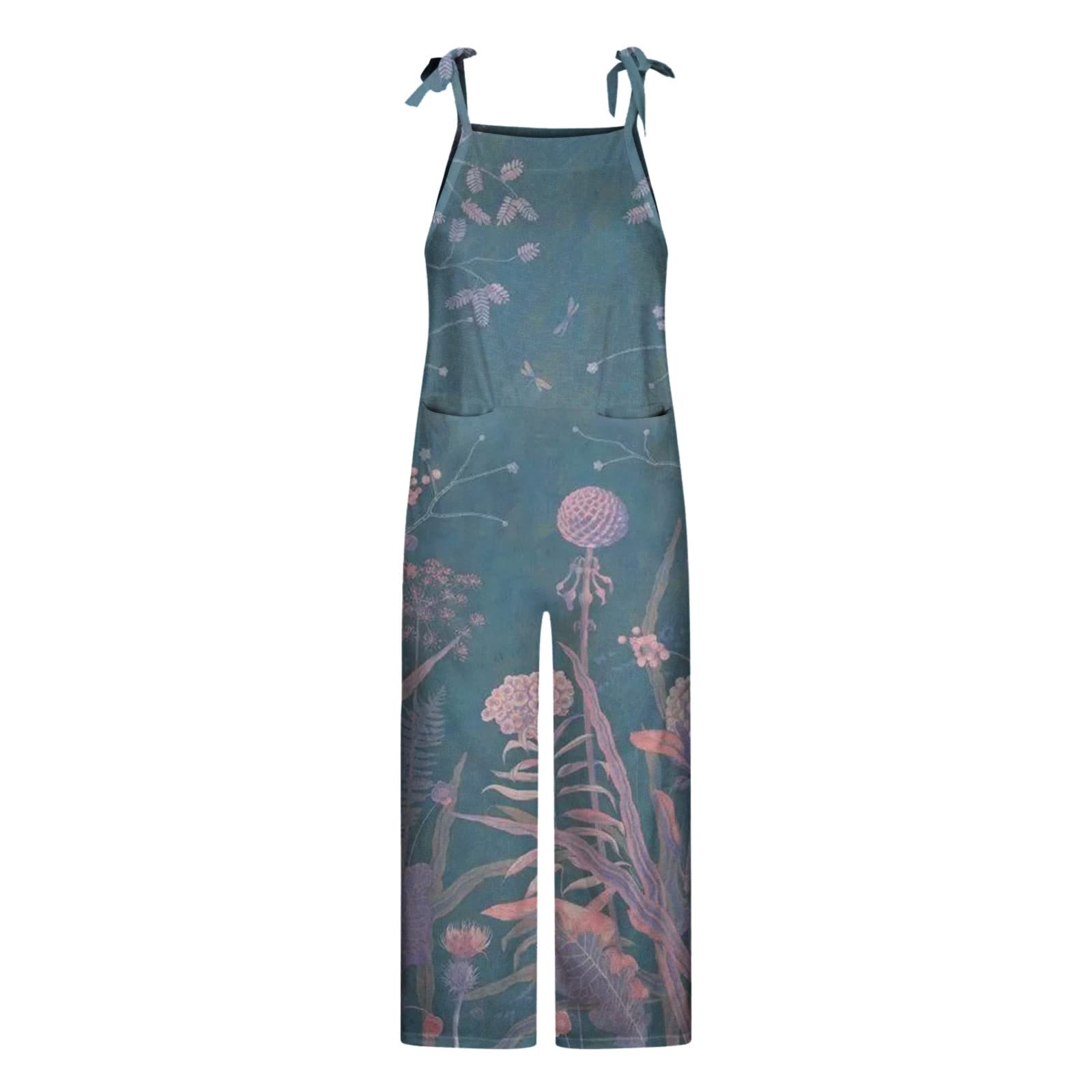 Elegant Women's Floral Wide Leg Jumpsuit - Sleeveless Romper with Pockets for Wedding Guest & Summer Casual Wear | Perfect for Outdoor Events, Parties, and Vacation Outfits