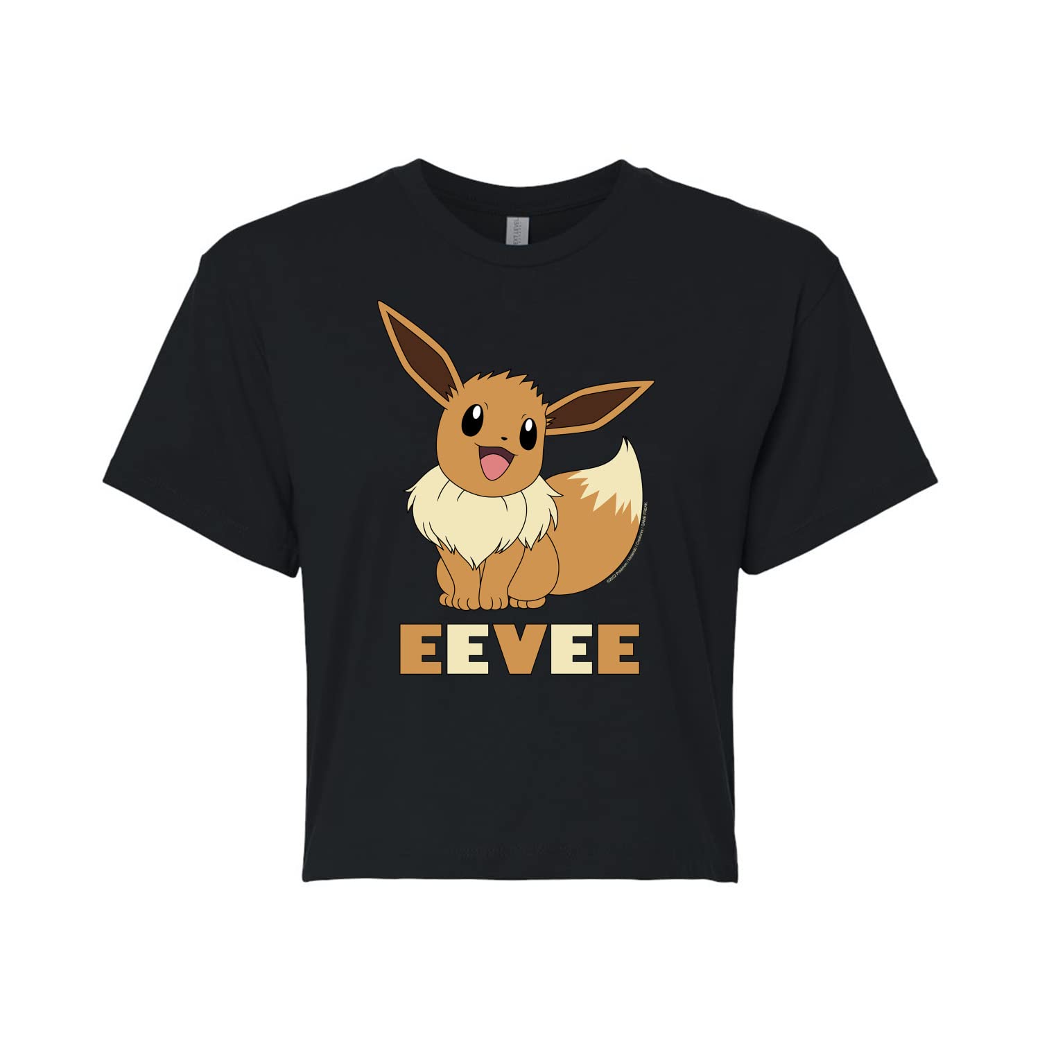 HYBRID APPAREL Pokémon Eevee Juniors Cropped Cotton Blend T-Shirt | Cute Anime Graphic Tee for Girls | Casual Wear, Cosplay & Gamer Outfits