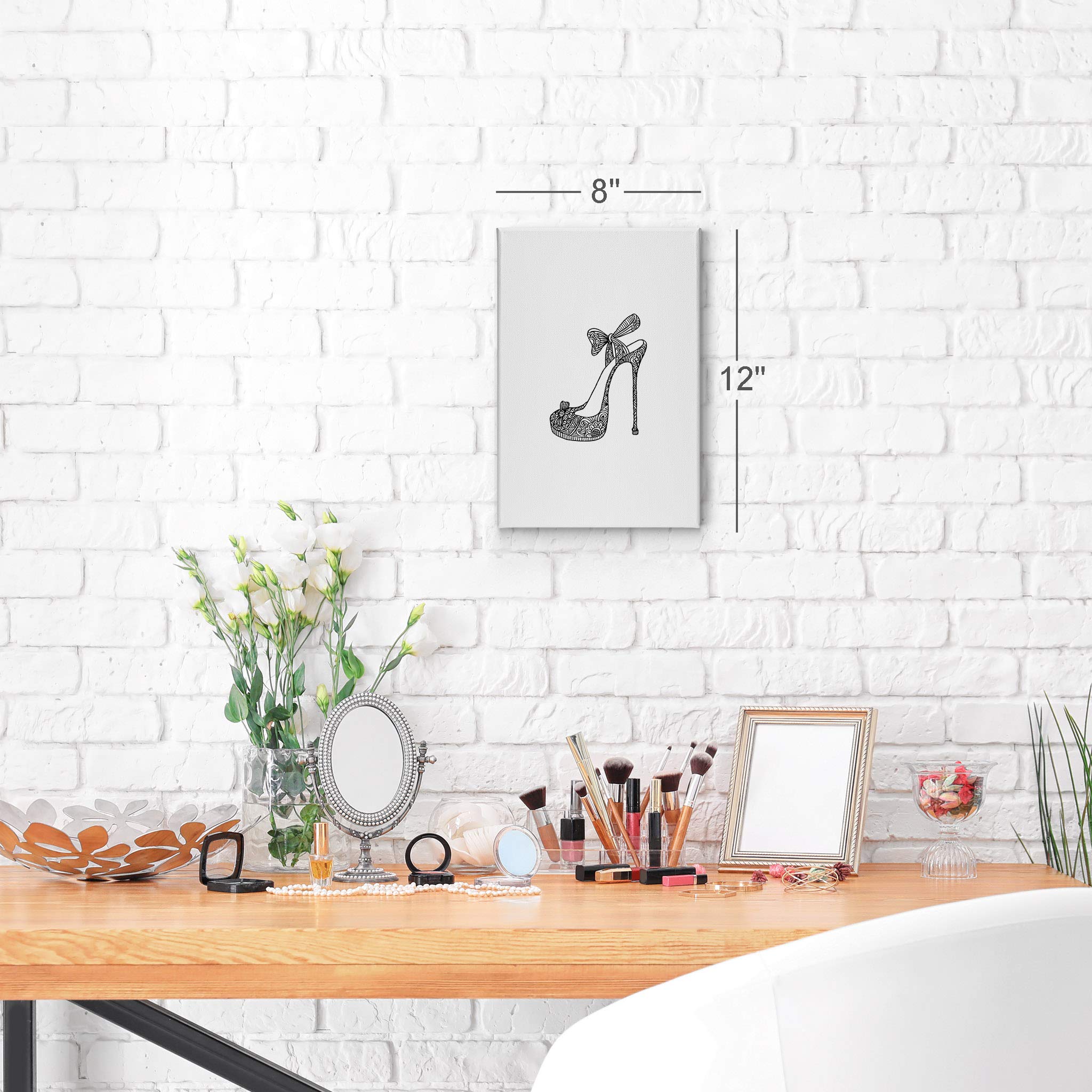 Black and White High Heels Floral Canvas Wall Art - Modern Fashion Print for Office, Bathroom, Teen Girls Room & Women's Dorm Decor - Ready to Hang 40x30 - Perfect for Living Room, Bedroom & Home Wall Decoration