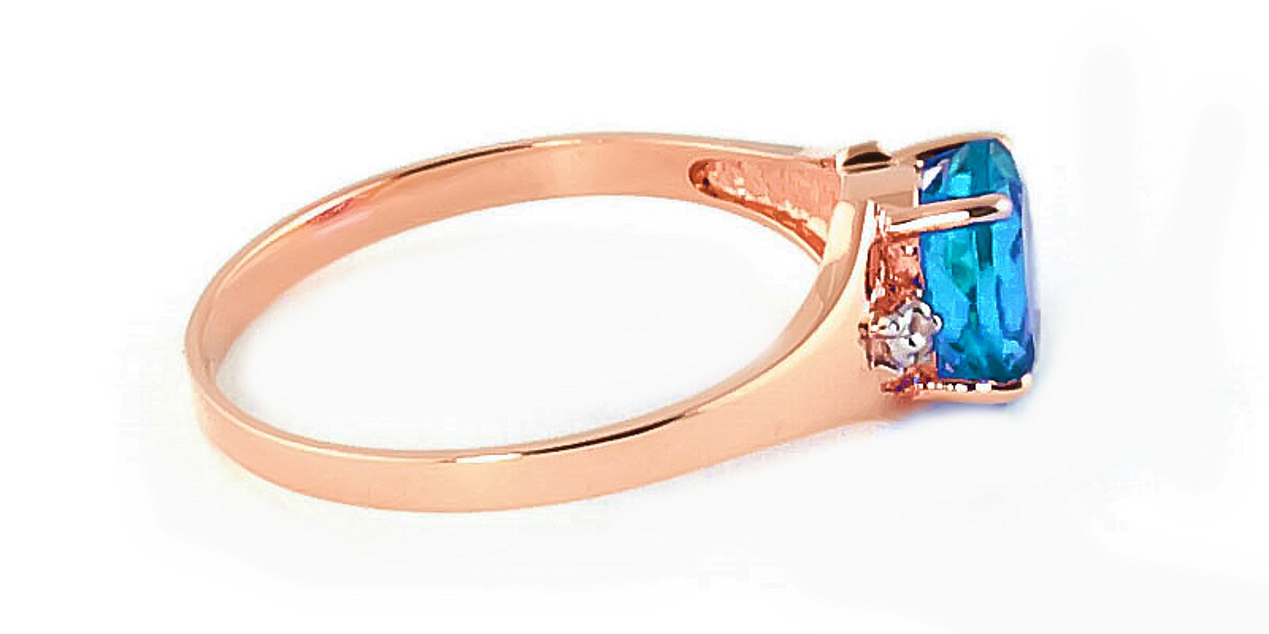 14K Yellow, White & Rose Gold Ring with Natural Diamonds & Blue Topaz - Elegant Galaxy Gold GG Jewelry for Weddings, Anniversaries & Special Occasions