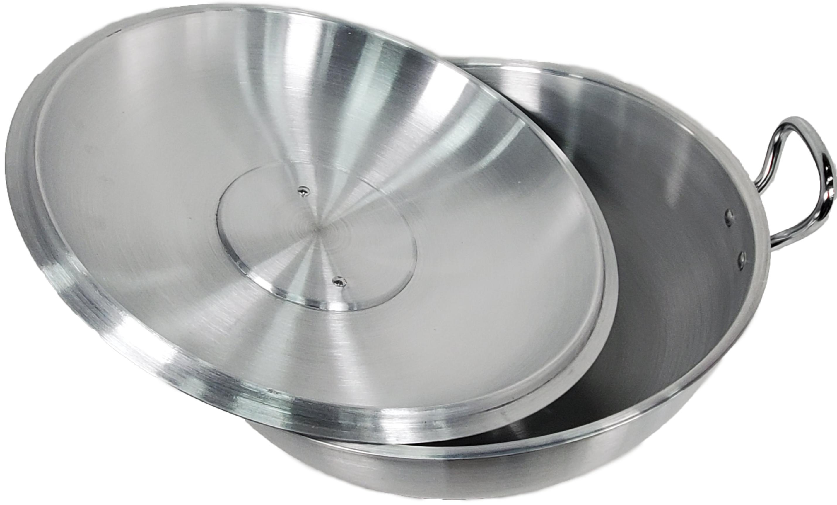 24x12 Inch Aluminum Wok Pan with Glass Lid - Non-Stick Stir Fry Pan for Asian Cooking, Sautéing & Deep Frying - Perfect for Home Chefs & Restaurant Use