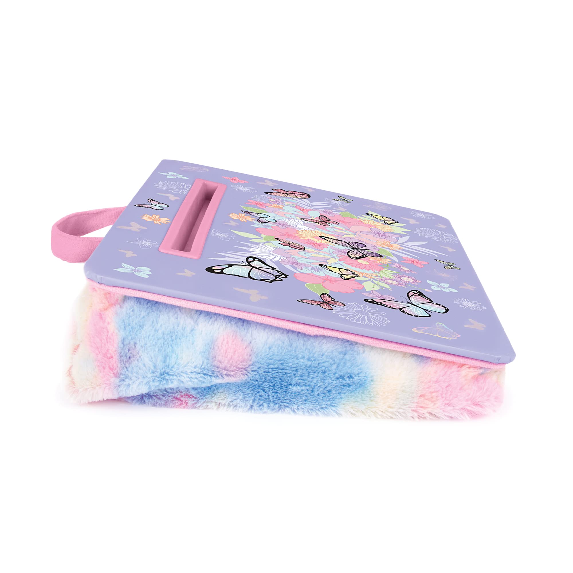 3C4G THREE CHEERS FOR GIRLS Butterfly Lap Desk with Cushion - Large Kids Laptop Tray for Bed, Sofa & Car - Portable Computer Desk with Storage for Tables, Pens & Accessories - Perfect for Homework, Drawing & Travel Use
