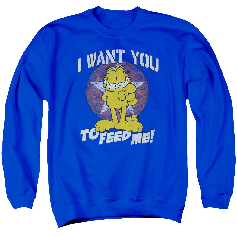 Garfield I Want You Unisex Adult Crewneck Sweatshirt for Men & Women | Funny Graphic Novelty Pullover | Casual Wear, Gift for Fans, Lounge & Street Style