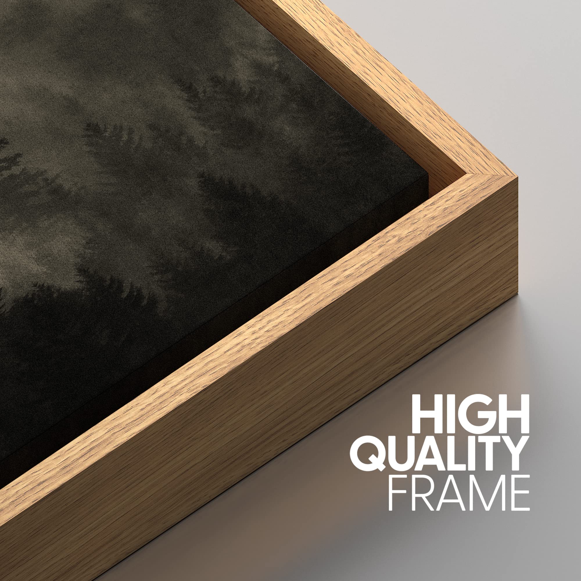 Framed Canvas Print Wall Art - Woodland Nursery Decor Set with Misty Pine Tree Forest Landscape, Modern Rustic Nature Art for Living Room, Bedroom, Office - 24