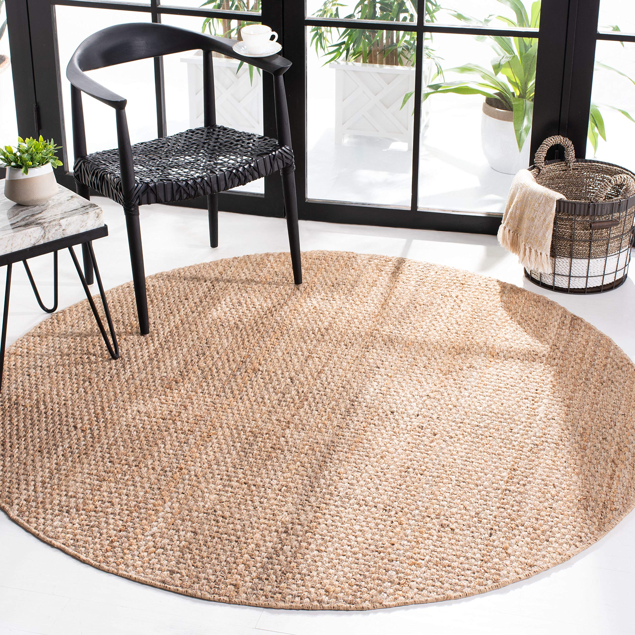 SAFAVIEH Handmade Jute Area Rug 9' Round - Natural Fiber Basketweave Design for Entryway, Living Room, Bedroom & Kitchen | Eco-Friendly Floor Mat for Home Decor