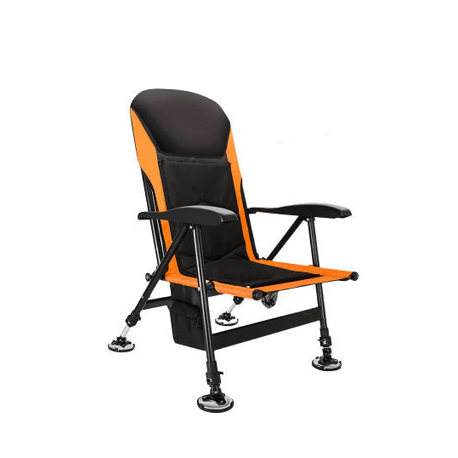 Portable Fishing Chair with Adjustable Backrest & Rod Holder - 360° Rotating Feet for All Terrains - Lightweight Folding Armchair for Camping, Beach, Outdoor Fishing & Backpacking