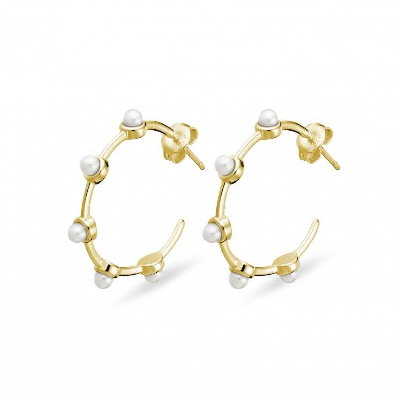 Freshwater Pearl Hoop Stud Earrings - Small Gold Hoops for Women | Elegant Jewelry for Daily Wear & Special Occasions