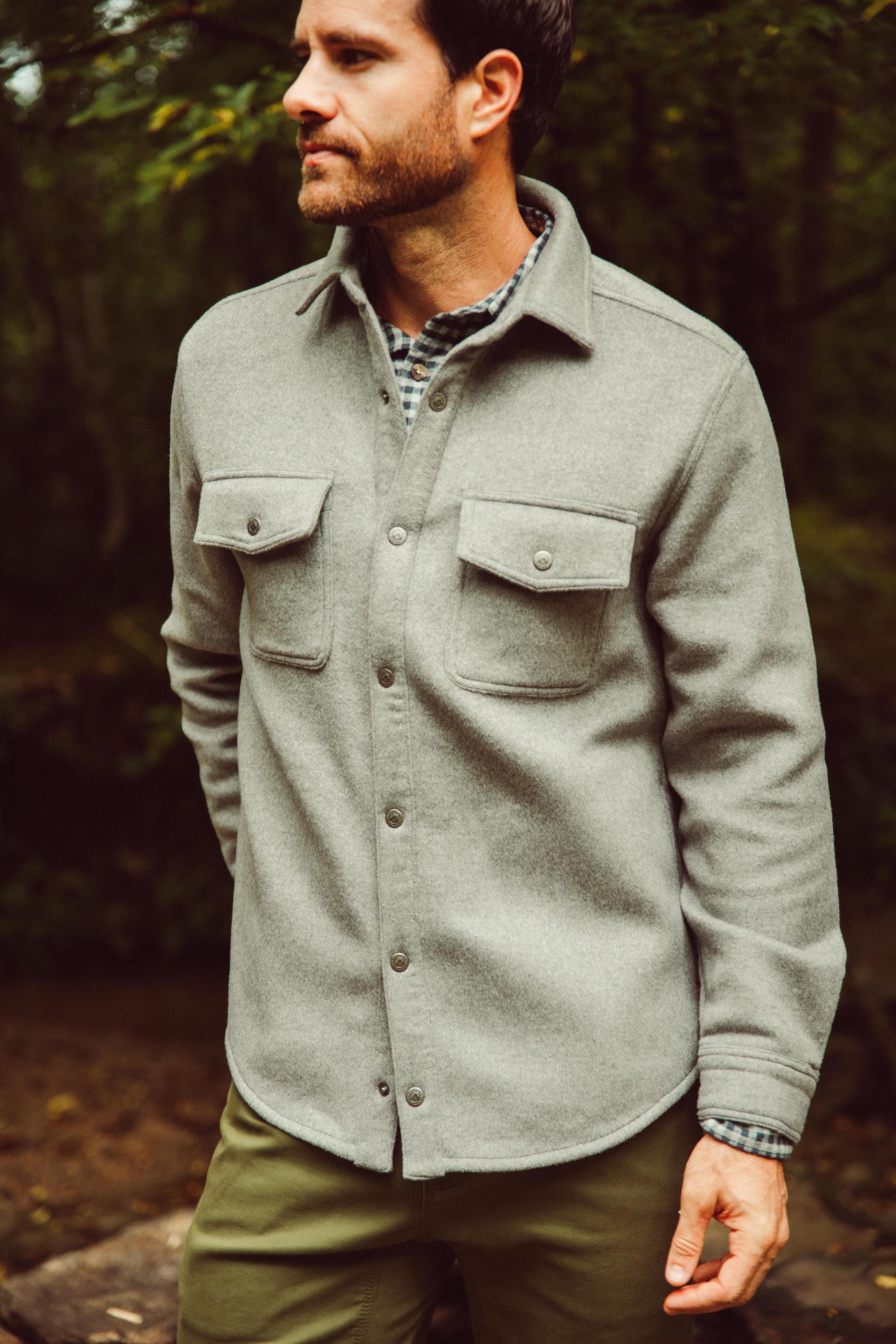 Dover Wool Shirt Jacket for Men - Warm Fleece Lined Winter Coat - Outdoor Hiking & Casual Wear