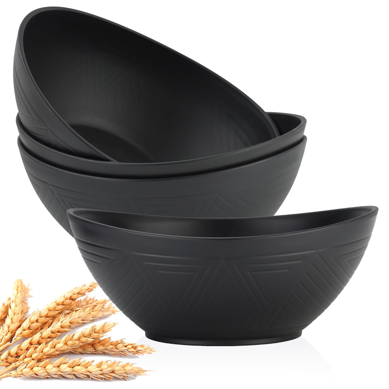 Homienly 9.6 Inch Large Serving Bowls Set of 4 - 60 Oz Oval Dishes for Salad, Pasta, Side Dishes - Microwave & Dishwasher Safe - Perfect for Wedding Parties, Family Dinners & Entertaining Guests - Elegant Black