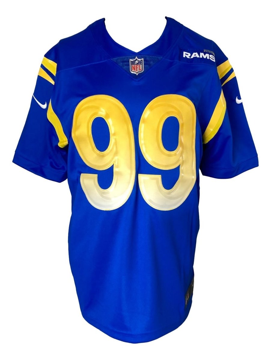 Aaron Donald Autographed Los Angeles Rams Blue Nike Limited Jersey - Authentic Signed Football Memorabilia for Collectors & Fans - Perfect for Display, Gifting, and Game Day
