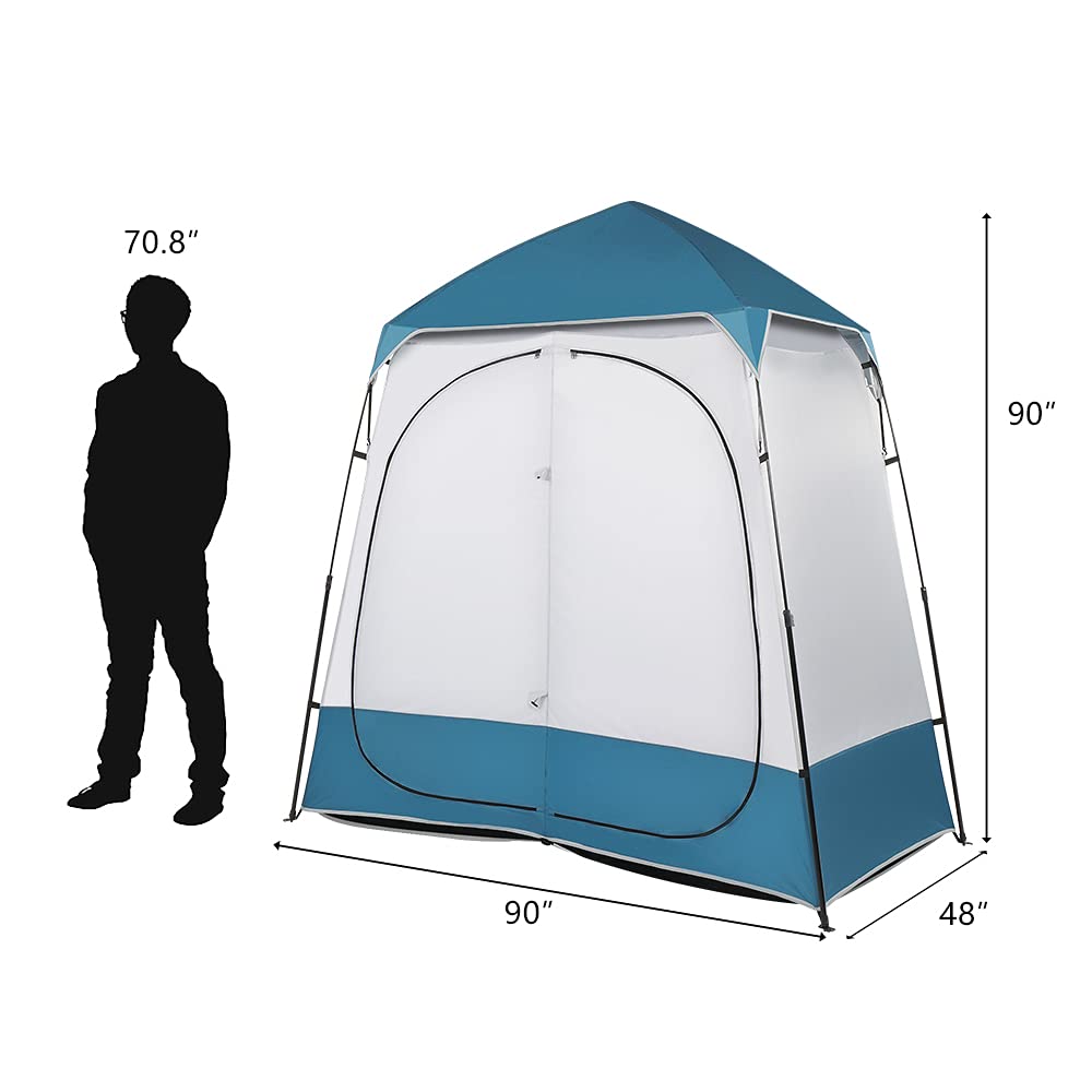 VINGLI 2 Room Pop Up Shower Tent - 7.5 FT Portable Privacy Changing Shelter with Carrying Bag for Camping, Beach, Outdoor Toilet & Indoor Use | Instant Setup, Durable & Water-Resistant | Perfect for Camping Trips, Beach Changing & Emergency Shelters
