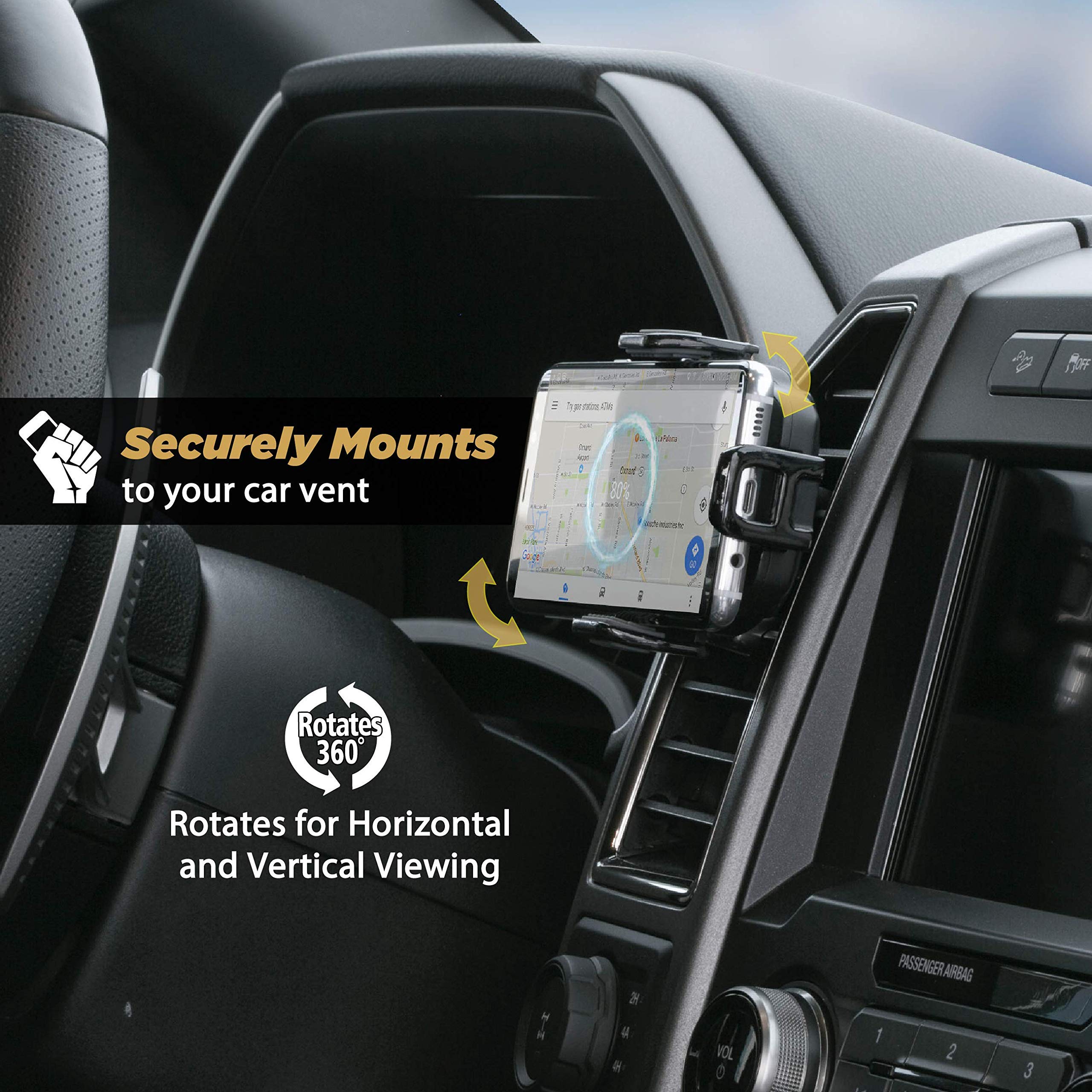 Scosche VQ2M Car Phone Mount with Fast Charging - Universal Vehicle Air Vent Holder for iPhone, Samsung & Smartphones - Perfect for GPS Navigation & Hands-Free Driving