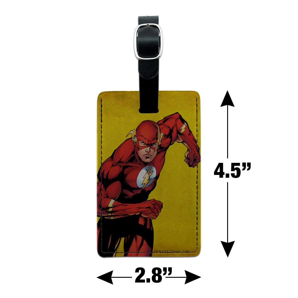 The Flash Superhero Rectangle Leather Luggage Tag - Personalized Suitcase ID Tag for Carry-On Bags - Perfect for Travel, Cosplay & DC Comics Fans