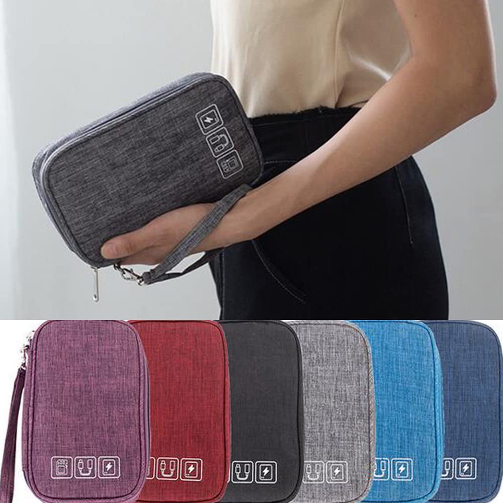 Compact Electronic Cable Organizer Bag - Portable Travel Cord Storage for Charger, Phone, USB, SD Card & Earphones - Perfect for Business Trips & Daily Commute - Black