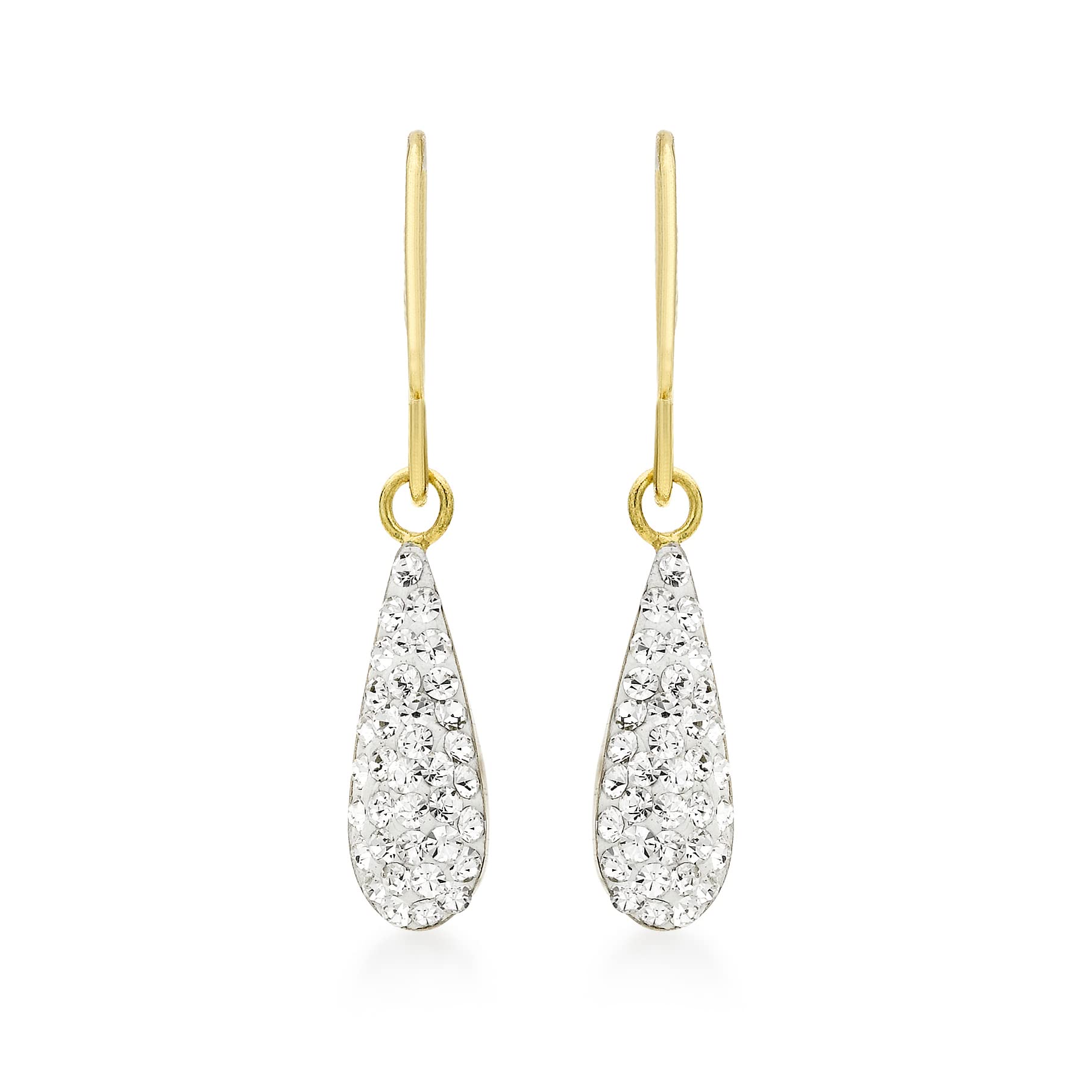 Carissima Gold 9K Yellow Gold Crystalique Teardrop Earrings for Women - Elegant Dangle Earrings for Wedding, Party & Special Occasions