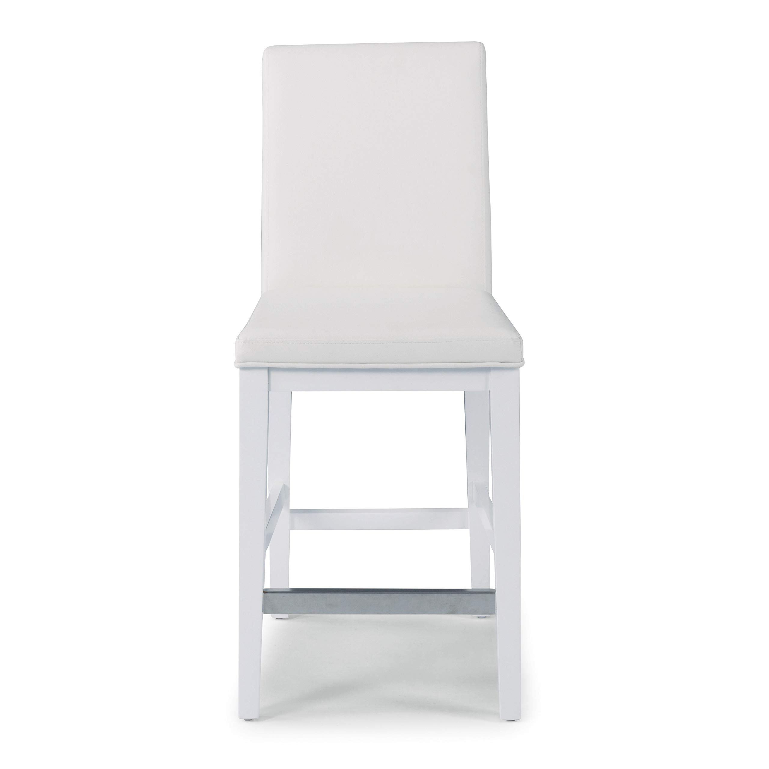 Home Styles Linear White Counter Stool - Modern Kitchen Bar Stool with Back Support for Breakfast Nook, Kitchen Island & Home Bar