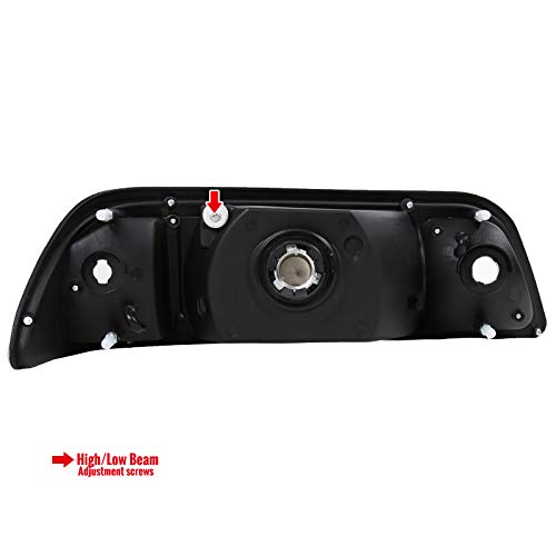 Ford Mustang 1987-1993 Replacement Headlights - Black Euro 1-Piece Style Lamps | Perfect for Restoration & Night Driving