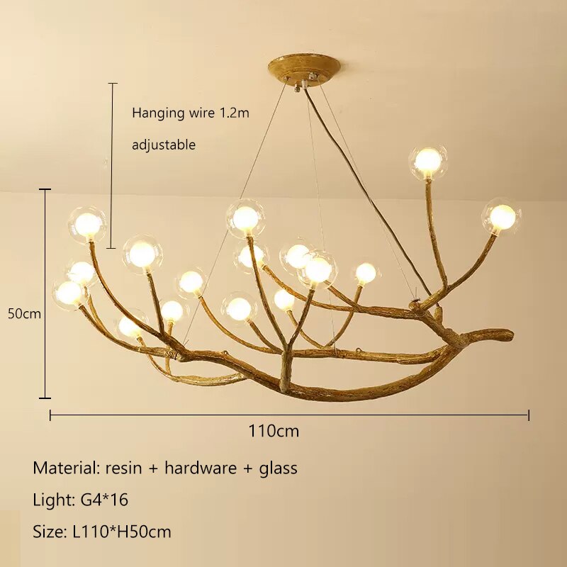 Elegant Wooden Twigs Chandelier - Rustic Modern Ceiling Light Fixture for Living Room, Bedroom, Dining Room & Outdoor Decor