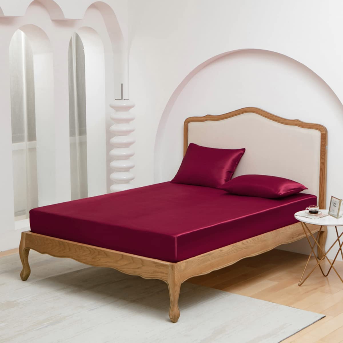 Premium King Size Fitted Sheet - Deep Pocket Microfiber Bottom Sheet - Fade & Shrink Resistant, Durable & Easy Care - 1 Piece Only (Burgundy) - Perfect for Master Bedroom, Guest Room & Airbnb Stays