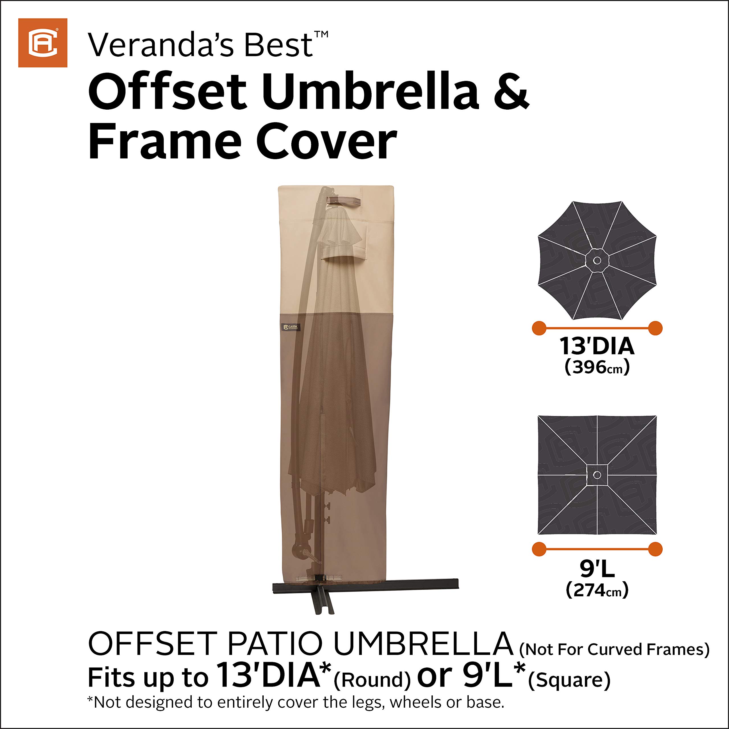 Waterproof Offset Umbrella Cover 13ft - Patio Furniture Protection for Outdoor Use