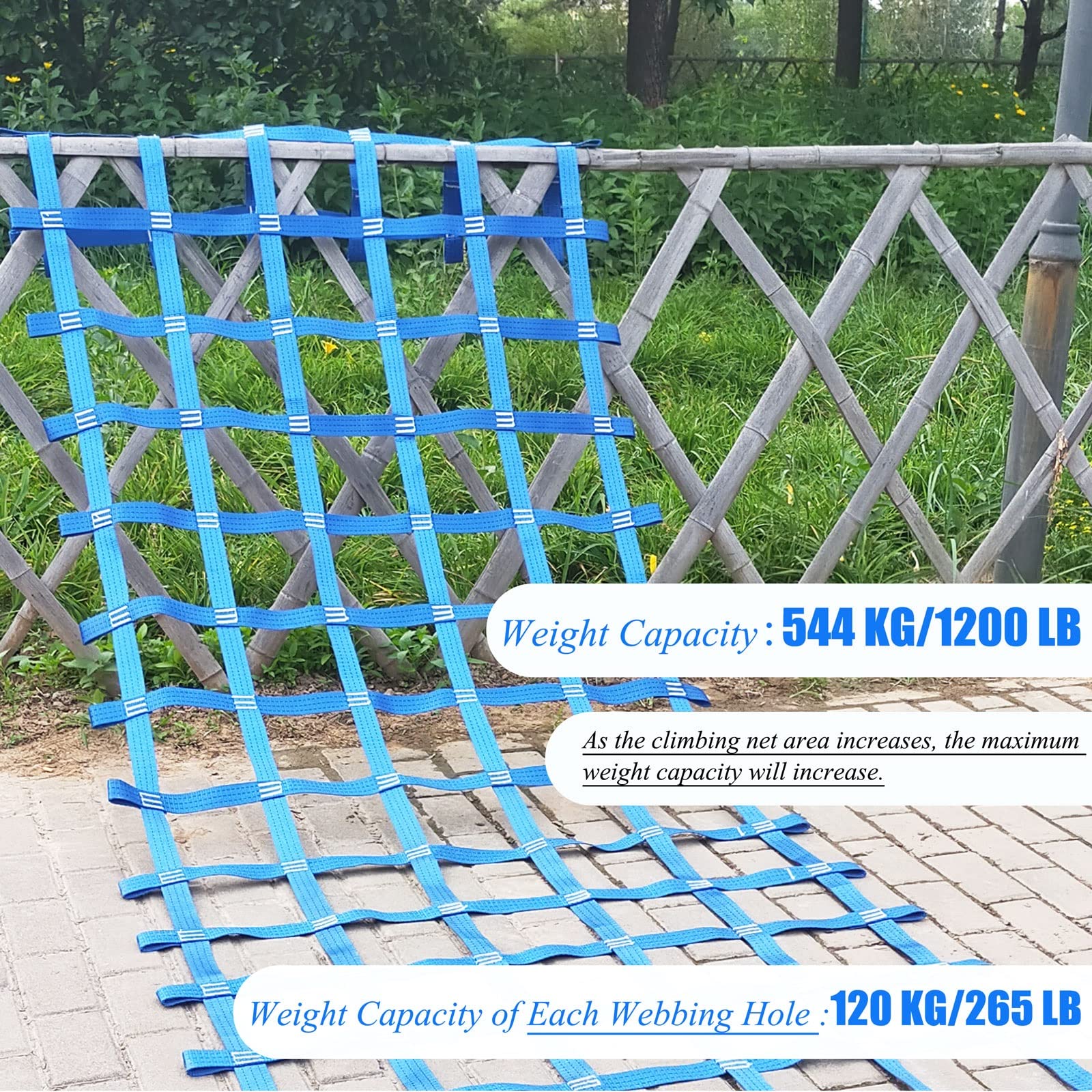Climbing Net for Treehouse & Playground - Heavy Duty Cargo Rope Netting for Indoor/Outdoor Jungle Gym, Ninja Course Accessories, Kids & Adults Swing Set - Perfect for Backyard, Park, School & Adventure Play (Blue)
