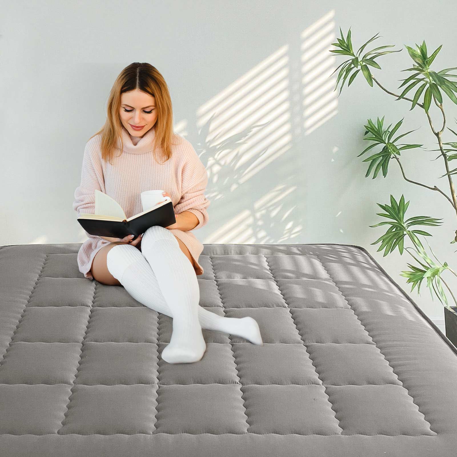 MAXYOYO 6 Extra Thick Japanese Futon Mattress - Rectangle Quilting Floor Bed for Family & Guests - Dark Grey - Perfect for Small Spaces, Guest Rooms & Minimalist Living
