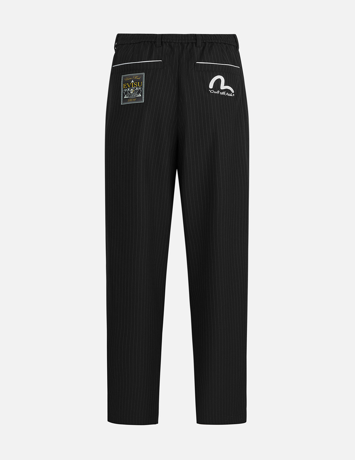Seagull Embroidery Striped Tapered Fit Woven Pants for Women - Casual Comfortable High Waist Trousers for Spring Summer Outfits, Beach Vacations & Boho Style Fashion