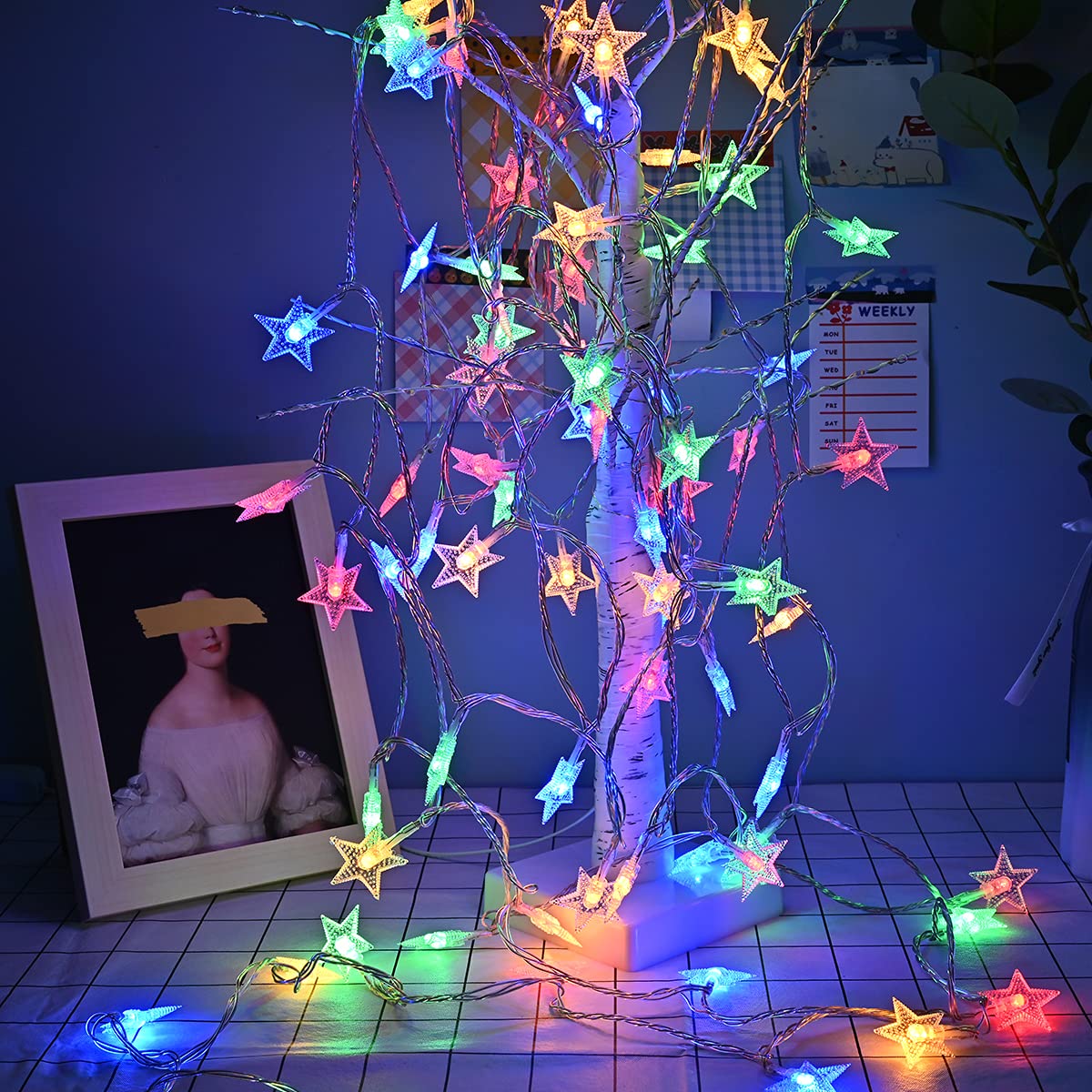 Createreedo Star Lights - 33FT 80 LED Multicolor Twinkle String Lights with Battery Power for Christmas Tree, Halloween, Holiday & New Year Decorations | Indoor & Outdoor Party, Wedding, Garden, Bedroom Lighting