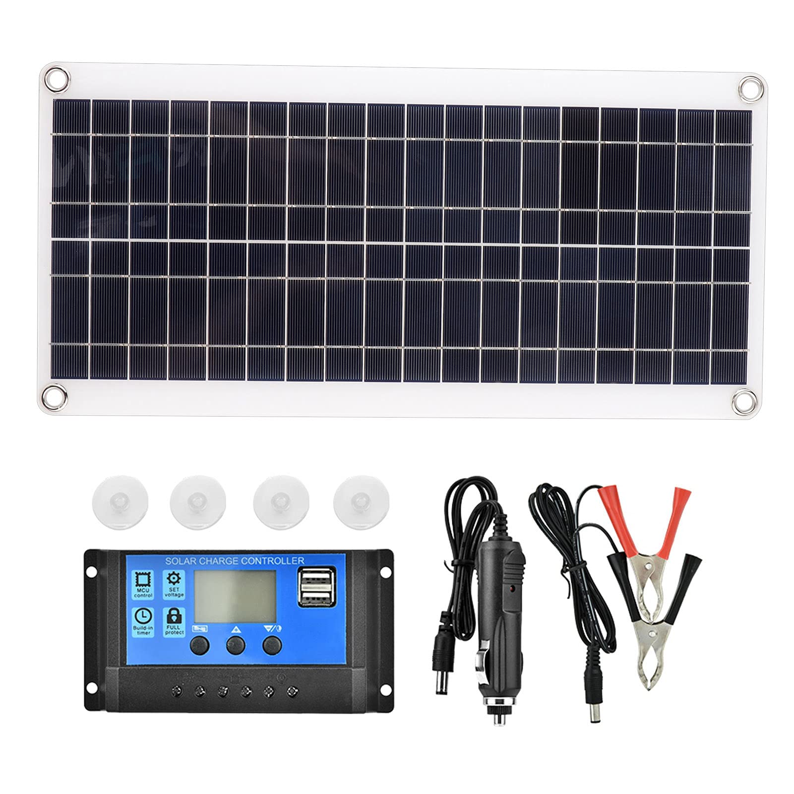 Naroote 20W Flexible Polycrystalline Solar Panel Controller - Portable Battery Charger for RV, Boat, Camping & Outdoor Power Supply