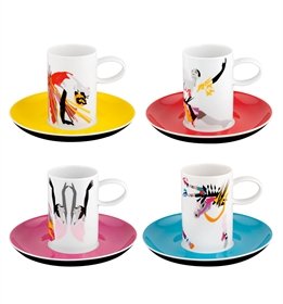 Vista Alegre Tchaikovsky 4-Piece Espresso Cup Set - Elegant Porcelain Coffee Cups for Home, Cafe & Gift Giving