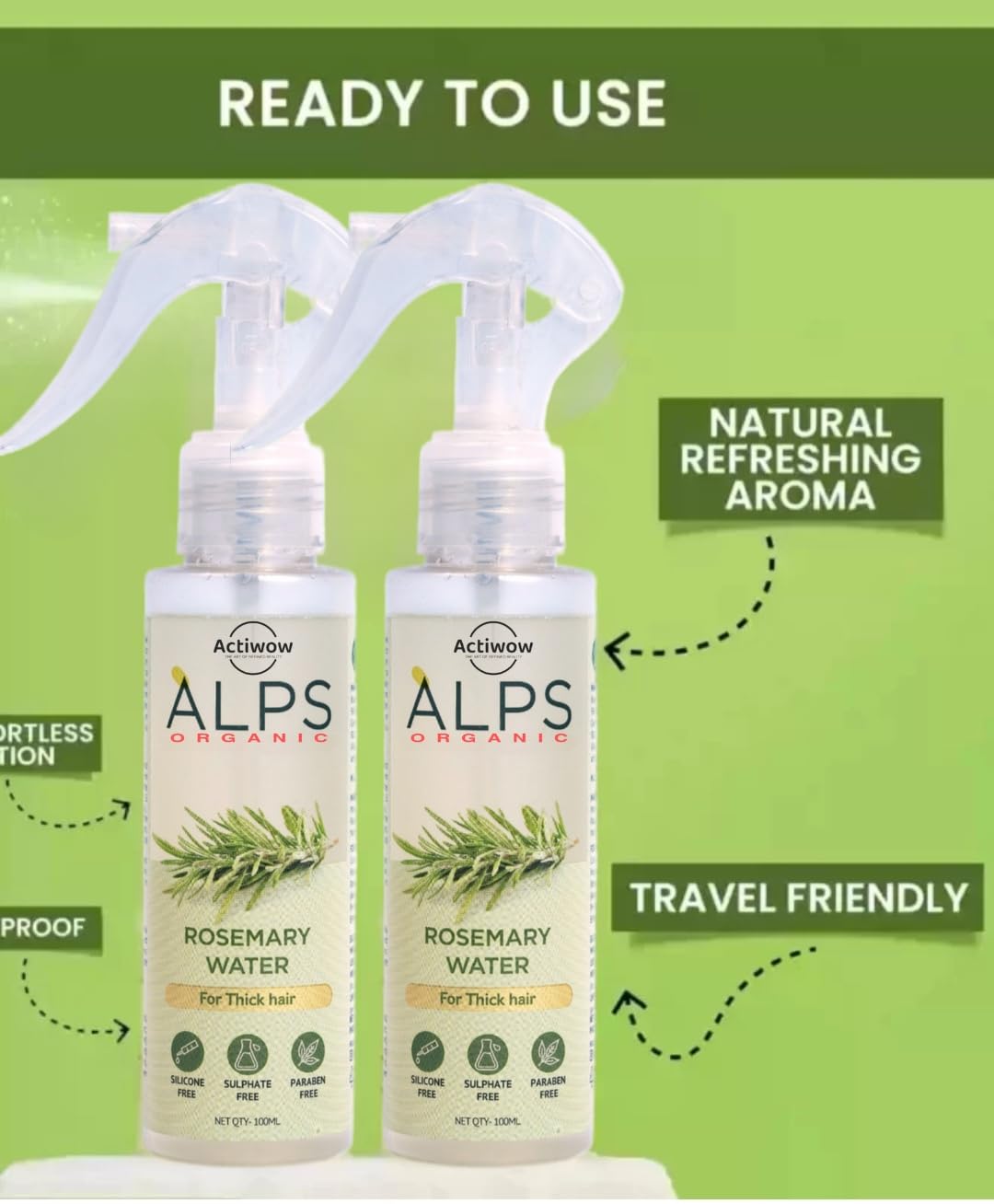 Organic Rosemary Water Spray 200ml for Hair Growth & Scalp Care - Natural Hair Treatment for Thicker, Healthier Hair (Pack of 2) | Perfect for Daily Hair Routine, Post-Workout Refresh & Travel Essentials